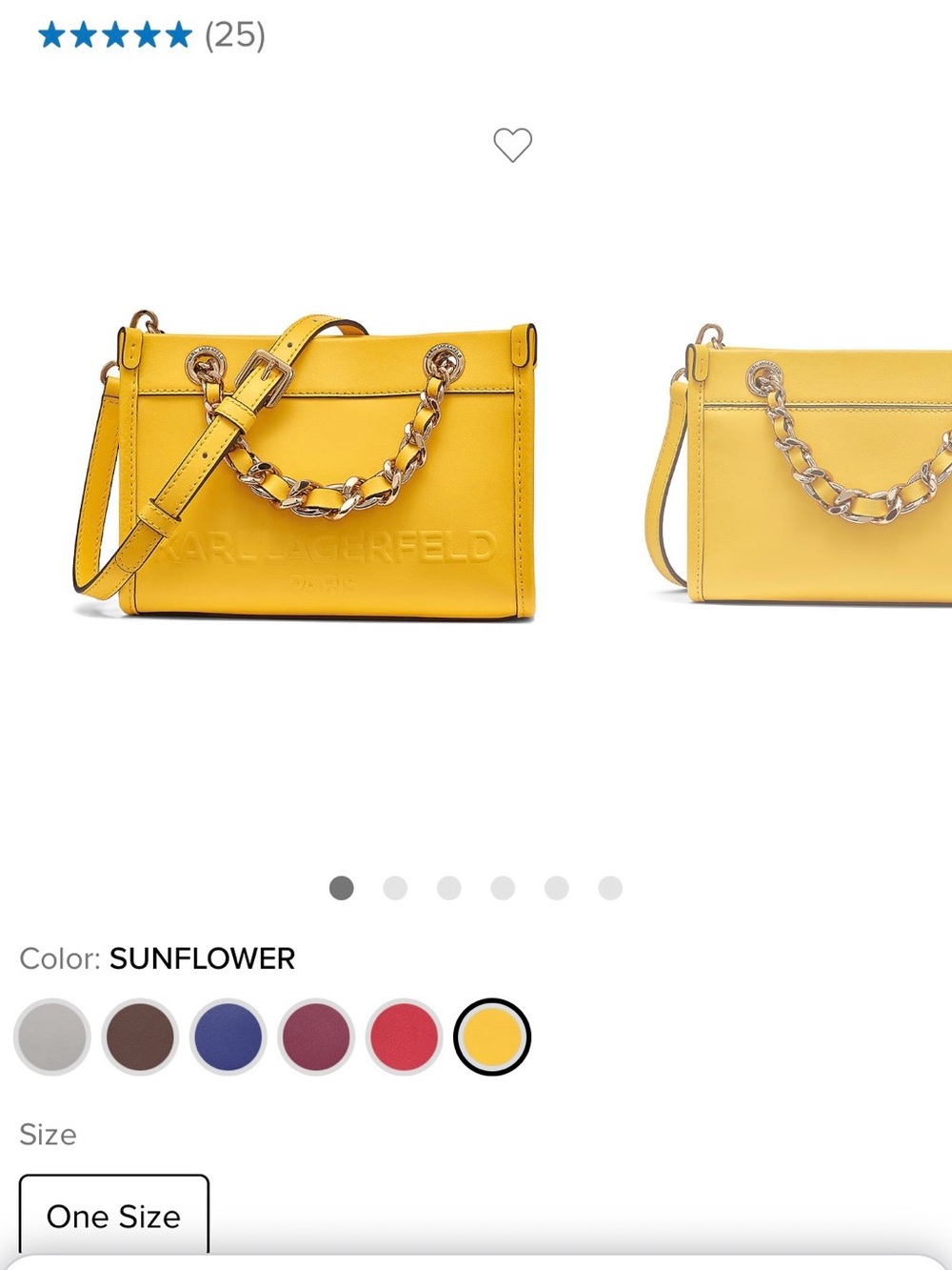 Karl Lagerfeld Sunflower Yellow Leather Shoulder Bag with Chain